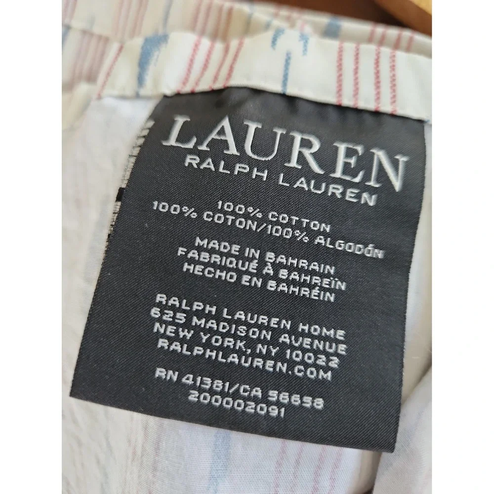 Lauren Ralph Lauren LRL Lucie Ikat Stripe Queen Flat Sheet